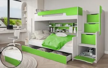 Łóżko wielofunkcyjne CISA 200x120 białe/zielone