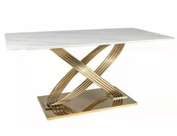 Stół HERMES 160x90 biały marmur/złoty