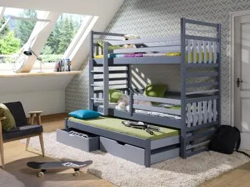 Łóżko piętrowe LOMAMI 180x80 szare