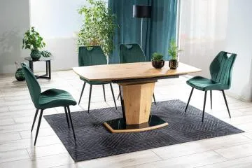 Stół rozkładany HOUSTON 120(160)x80 dąb/czarny