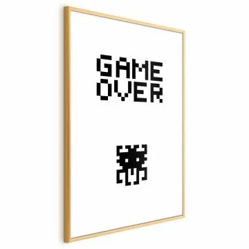Plakat Game over 40x60 cm z ramą złotą z marginesem