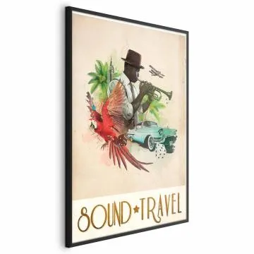 Plakat Sound Travel 29,7x42 cm z ramą czarną bez marginesu