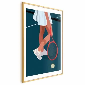 Plakat Tenisistka 60x90 cm z ramą złotą z marginesem