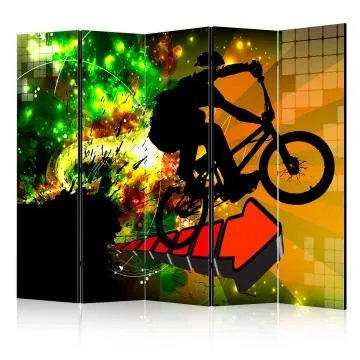 Parawan dwustronny Street art 225x172 cm 5-częściowy czarny