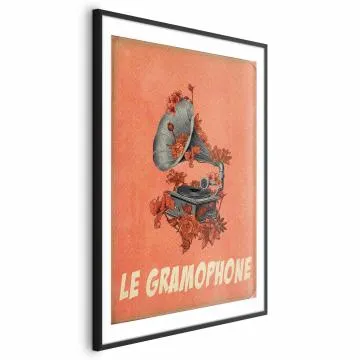 Plakat Gramofon 29,7x42 cm z ramą czarną z marginesem