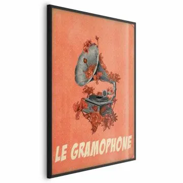 Plakat Gramofon 21x30 cm z ramą czarną bez marginesu