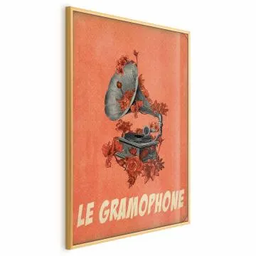 Plakat Gramofon 60x90 cm z ramą złotą bez marginesu