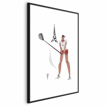 Plakat Francuska golfistka 60x90 cm z ramą czarną z marginesem