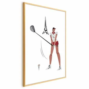 Plakat Francuska golfistka 40x60 cm z ramą złotą bez marginesu