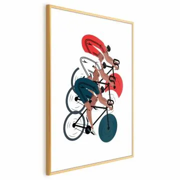 Plakat Wyścig kolarski 40x60 cm z ramą złotą bez marginesu