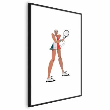 Plakat Tenisistka z rakietą 60x90 cm z ramą czarną z marginesem