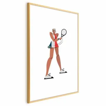 Plakat Tenisistka z rakietą 60x90 cm z ramą złotą z marginesem
