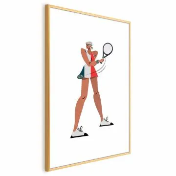 Plakat Tenisistka z rakietą 29,7x42 cm z ramą złotą bez marginesu