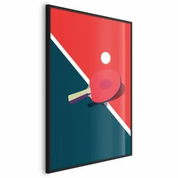 Plakat Tenis stołowy 60x90 cm z ramą czarną bez marginesu