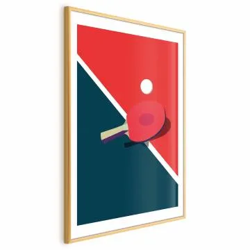 Plakat Tenis stołowy 40x60 cm z ramą złotą z marginesem