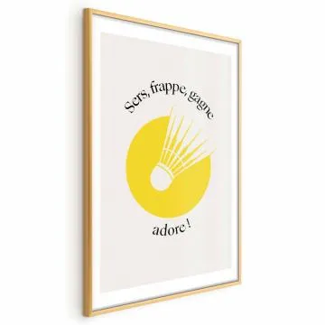 Plakat Lotka do badmintona 60x90 cm z ramą złotą z marginesem
