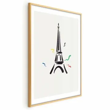 Plakat Wieża Eiffla 21x30 cm z ramą złotą z marginesem