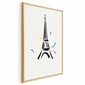 Plakat Wieża Eiffla 60x90 cm z ramą złotą bez marginesu
