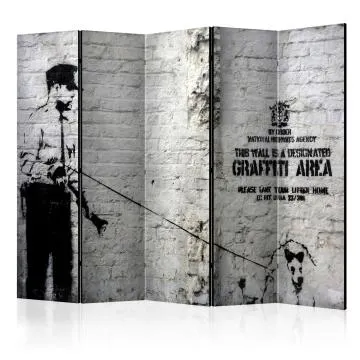 Parawan akustyczny Street art 225x172 cm 5-częściowy szary