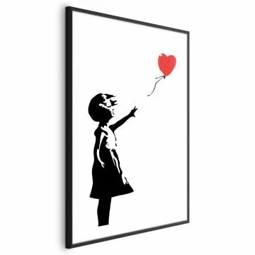 Plakat Dziewczynka z balonem 40x60 cm z ramą czarną z marginesem
