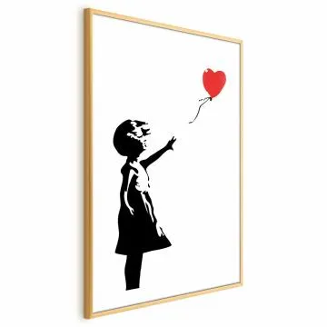 Plakat Dziewczynka z balonem 29,7x42 cm z ramą złotą z marginesem