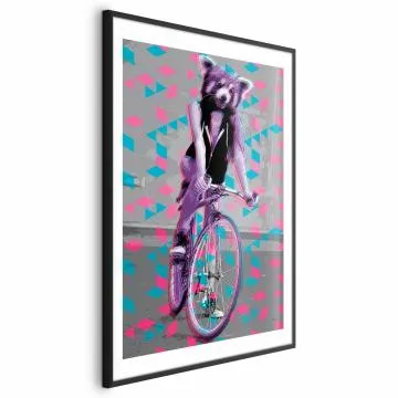 Plakat Szop na rowerze 60x90 cm z ramą czarną z marginesem