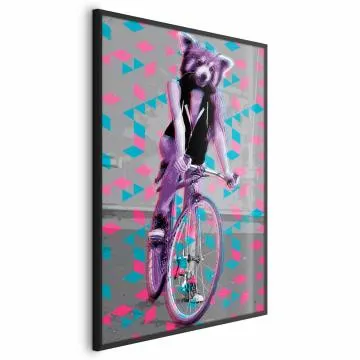 Plakat Szop na rowerze 21x30 cm z ramą czarną bez marginesu