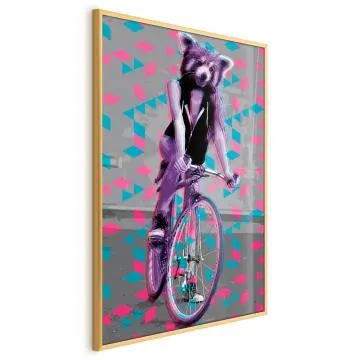 Plakat Szop na rowerze 40x60 cm z ramą złotą bez marginesu