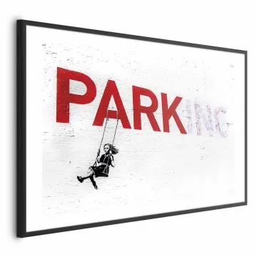 Plakat Parking 90x60 cm z ramą czarną z marginesem