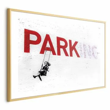 Plakat Parking 60x40 cm z ramą złotą z marginesem