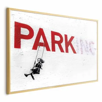 Plakat Parking 30x21 cm z ramą złotą bez marginesu