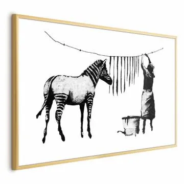 Plakat Banksy: Pranie 42x29,7 cm z ramą złotą bez marginesu