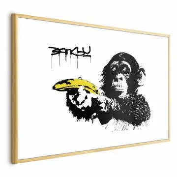 Plakat Banksy: Małpa 90x60 cm z ramą złotą z marginesem