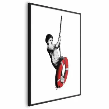 Plakat Banksy: Chłopiec 40x60 cm z ramą czarną z marginesem