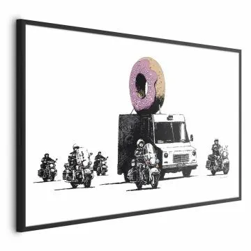 Plakat Pączkowa policja 30x21 cm z ramą czarną bez marginesu