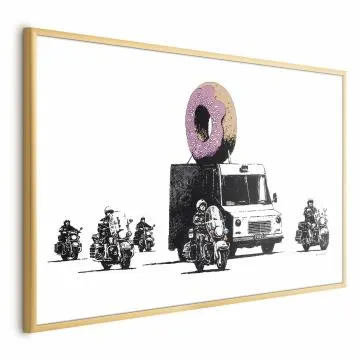 Plakat Pączkowa policja 30x21 cm z ramą złotą bez marginesu