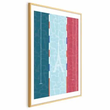 Plakat Francuski basen 60x90 cm z ramą złotą z marginesem