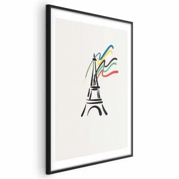 Plakat Wieża Eiffla i kolory 60x90 cm z ramą czarną z marginesem