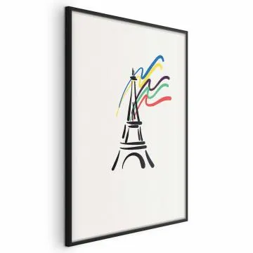 Plakat Wieża Eiffla i kolory 60x90 cm z ramą czarną bez marginesu