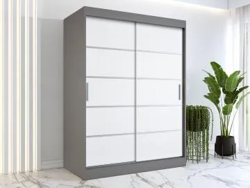 Szafa przesuwna MODUO COMFORT 150 antracyt/biała mat z listwami