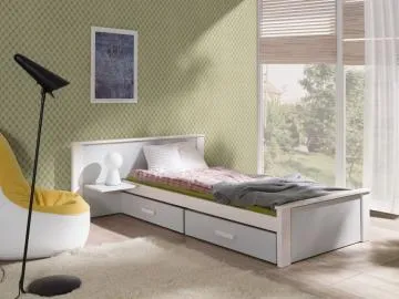 Łóżko dziecięce ICHEL PLUS 180x80 białe/szare z szufladami