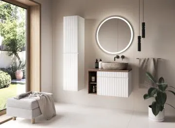 Szafka pod umywalkę nablatową ICONIC WHITE 80cm zestaw z blatem