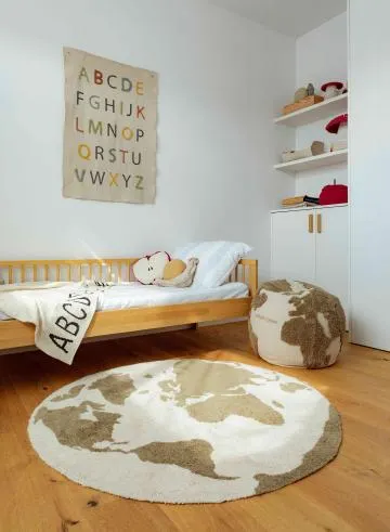Dywan dziecięcy MAPS Ø 120 cm kremowy/brązowy