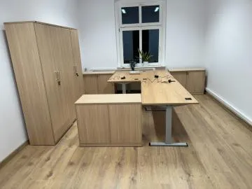 Biurko eCOMO 140x80cm dąb hickory z regulacją wysokości