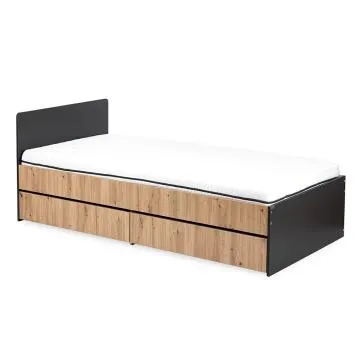 Łóżko młodzieżowe DALIA 90x200 antracyt/dąb