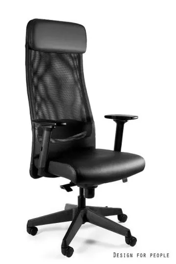 Fotel biurowy ARES SOFT czarny/skóra naturalna