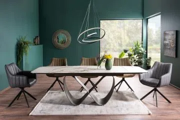 Stół rozkładany INFINITY CERAMIC 160(240)x95 biały/brązowy