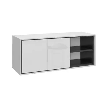 Szafka pod umywalkę nablatową GAJA 2D 120cm biały połysk/czarna z regałem