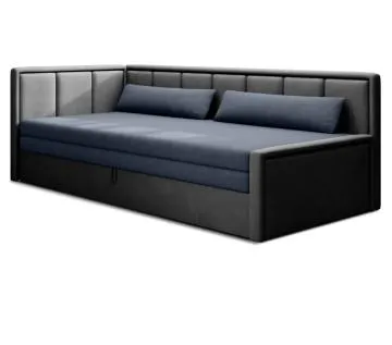 Sofa rozkładana z funkcją spania FULGEO szara/granatowa lewa