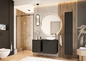 Szafka pod umywalkę nablatową ELODIE DUM60 S2 czarny mat z blatem